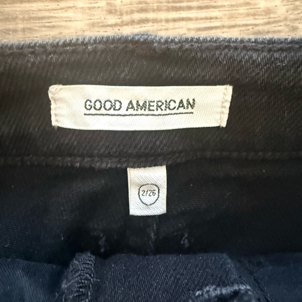 Good American Black Mini Skirt Size 2 Velvet and Denim - Picture 4 of 7